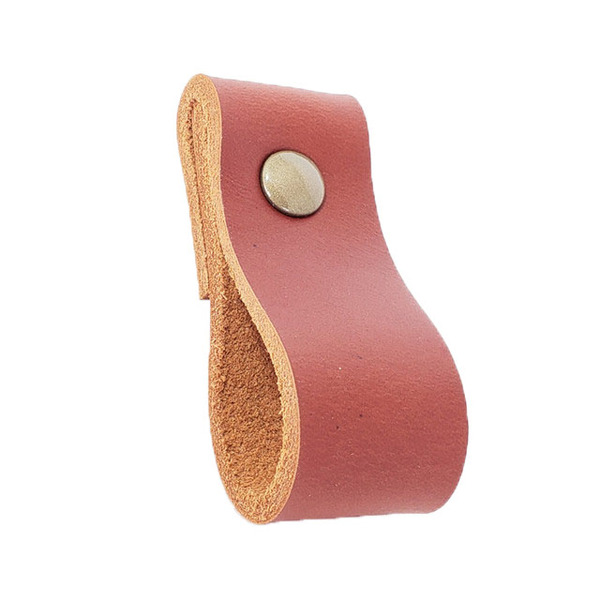 Puxador Dobi Parafuso - Couro Legítimo Mogno - Parafuso Ouro