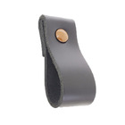 Puxador Dobi Parafuso - Couro Legítimo Preto - Parafuso Marrom