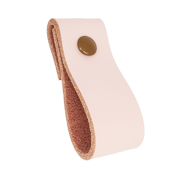 Puxador Dobi Parafuso - Couro Legítimo Rosa - Parafuso Marrom