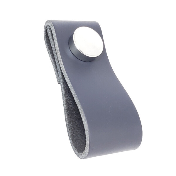 Puxador Dobi Tampa - Couro Legítimo Azul Marinho - Tampa Crom