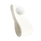 Puxador Dobi Tampa - Couro Legítimo Branco - Tampa Cromada