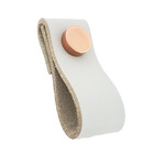 Puxador Dobi Tampa - Couro Legítimo Cinza - Tampa Cobre