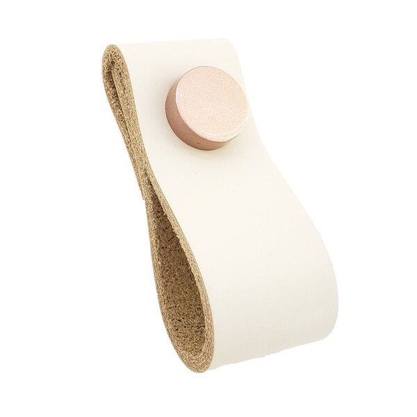 Puxador Dobi Tampa - Couro Legítimo Creme - Tampa Rose Gold