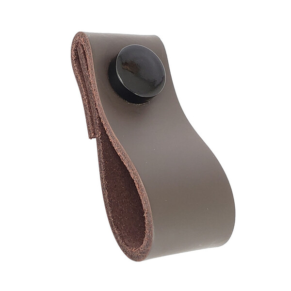 Puxador Dobi Tampa - Couro Legítimo Marrom Escuro - Tampa Pre