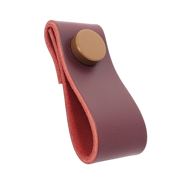 Puxador Dobi Tampa - Couro Legítimo Marsala - Tampa Marrom