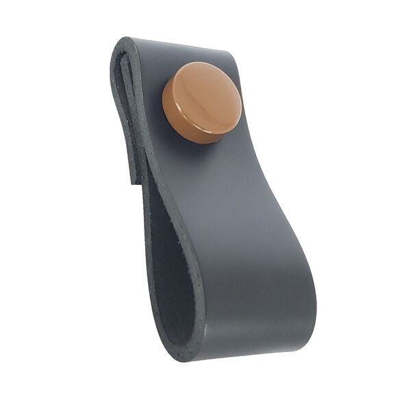 Puxador Dobi Tampa - Couro Legítimo Preto - Tampa Marrom