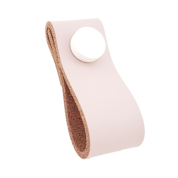 Puxador Dobi Tampa - Couro Legítimo Rosa - Tampa Branca