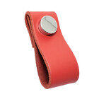 Puxador Dobi Tampa - Couro Legítimo Vermelho - Tampa Cromada