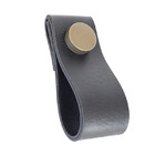 Puxador Dobi Tampa - Textura De Couro Preto - Tampa Ouro Velho