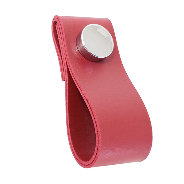 Puxador Dobi Tampa - Textura De Couro Vermelho - Tampa Cromada