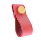 Puxador Dobi Tampa - Textura De Couro Vermelho - Tampa Dourada