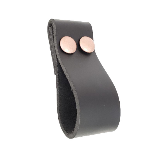 Puxador Dobitwo Parafuso - Couro Legítimo Preto - Parafuso Ro