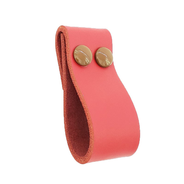 Puxador Dobitwo Parafuso - Couro Legítimo Vermelho - Parafuso