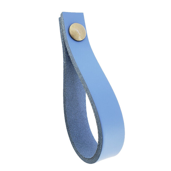 Puxador Dofi Parafuso - Couro Legítimo Azul - Parafuso Ouro V