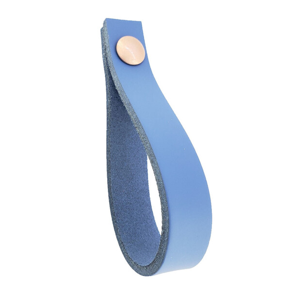 Puxador Dofi Parafuso - Couro Legítimo Azul - Parafuso Rose G