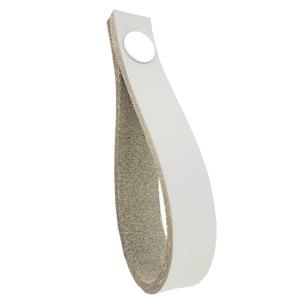 Puxador Dofi Parafuso - Couro Legítimo Cinza - Parafuso Branco