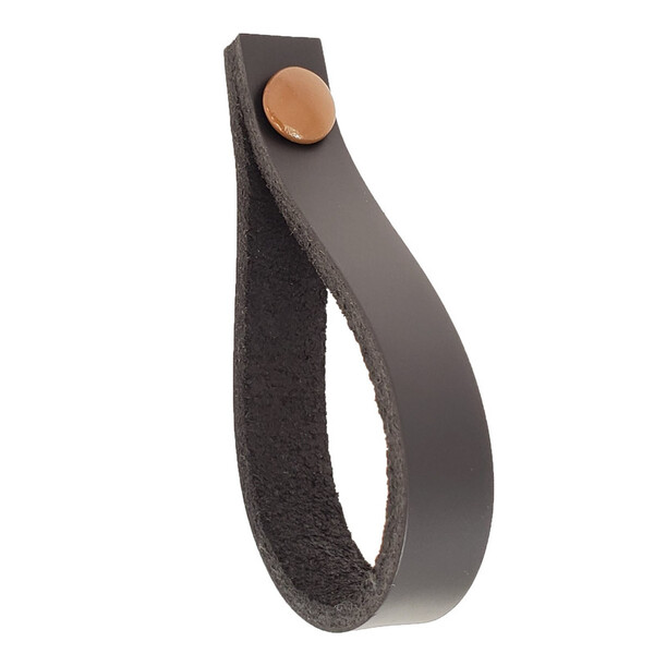 Puxador Dofi Parafuso - Couro Legítimo Marrom Escuro Parafuso