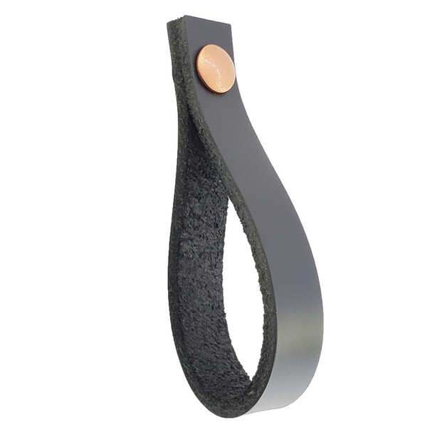 Puxador Dofi Parafuso - Couro Legítimo Preto - Parafuso Cobre