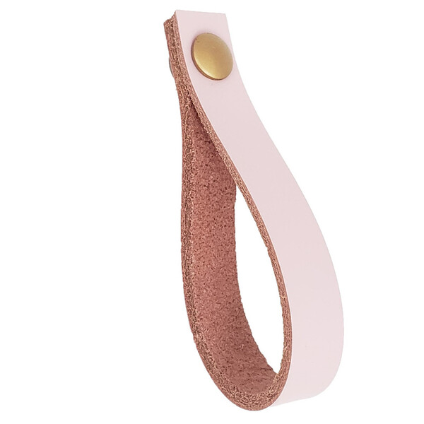 Puxador Dofi Parafuso - Couro Legítimo Rosa - Parafuso Dourado