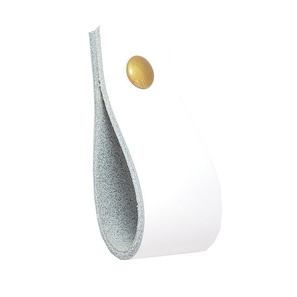 Puxador Doko Parafuso - Couro Legítimo Branco - Parafuso Dour