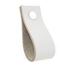 Puxador Doko Parafuso - Couro Legítimo Cinza - Parafuso Branco