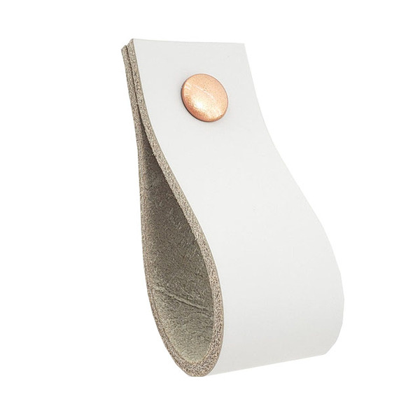 Puxador Doko Parafuso - Couro Legítimo Cinza - Parafuso Cobre