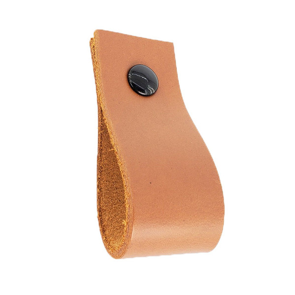 Puxador Doko Parafuso - Couro Legítimo Marrom - Parafuso Preto