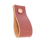 Puxador Doko Parafuso - Couro Legítimo Mogno - Parafuso Cobre