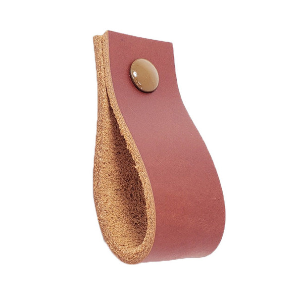 Puxador Doko Parafuso - Couro Legítimo Mogno - Parafuso Marrom