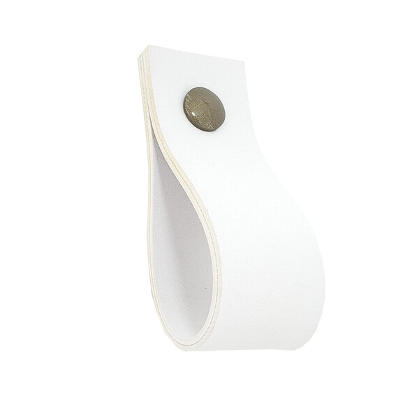 Puxador Doko Parafuso - Textura De Couro Branco - Parafuso Ou