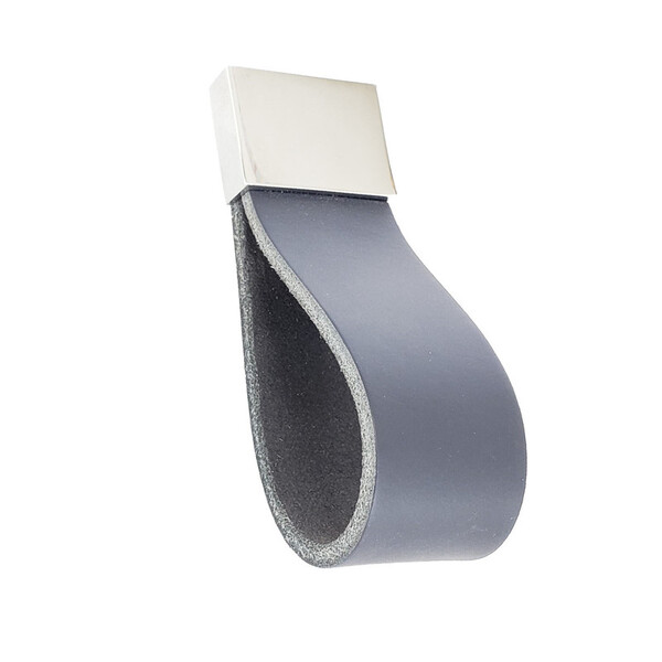 Puxador Doko Square 02 - Couro Legítimo - Cor Azul Marinho