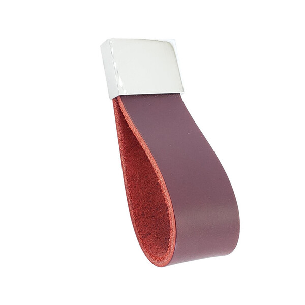 Puxador Doko Square 08 - Couro Legítimo - Cor Marsala