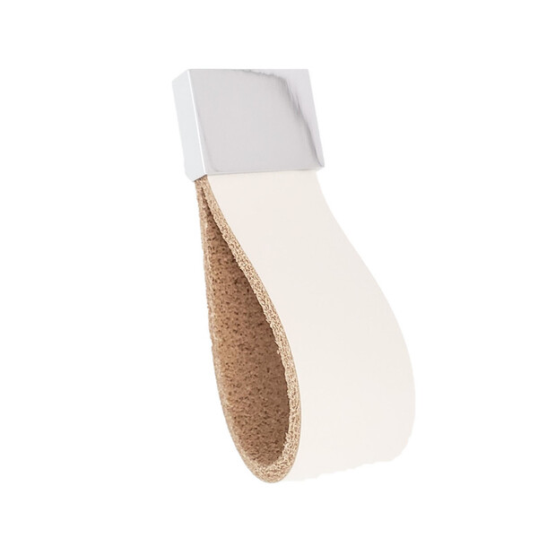 Puxador Doko Square 09 - Couro Legítimo - Cor Creme