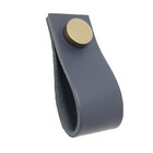 Puxador Doko Tampa - Couro Legítimo Azul Marinho - Tampa Ouro