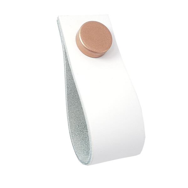 Puxador Doko Tampa - Couro Legítimo Branco - Tampa Rose Gold