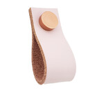 Puxador Doko Tampa - Couro Legítimo Rosa - Tampa Cobre