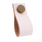 Puxador Doko Tampa - Couro Legítimo Rosa - Tampa Marrom