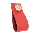 Puxador Doko Tampa - Couro Legítimo Vermelho - Tampa Rose Gold