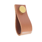 Puxador Doko Tampa - Textura De Couro Marrom  - Tampa Dourada