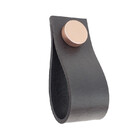 Puxador Doko Tampa - Textura De Couro Preto - Tampa Rose Gold