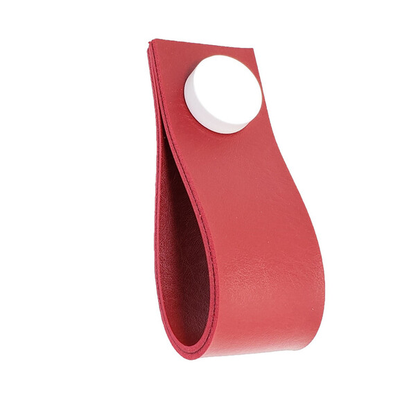 Puxador Doko Tampa - Textura De Couro Vermelho - Tampa Branca