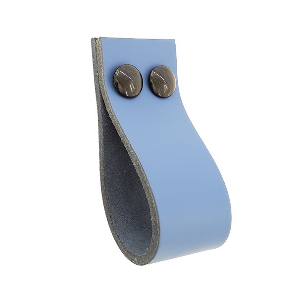 Puxador Dokotwo Parafuso - Couro Legítimo Azul - Parafuso Pre