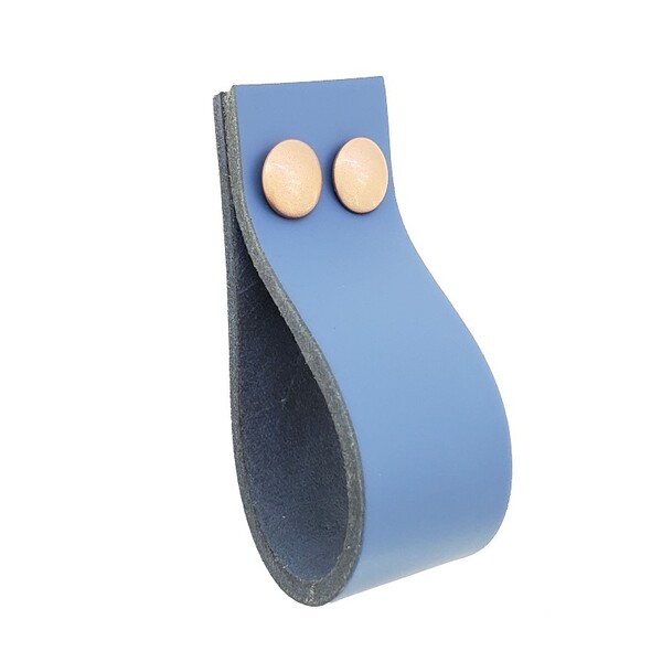 Puxador Dokotwo Parafuso - Couro Legítimo Azul - Parafuso Ros