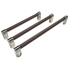 Puxador Dual Couro Café/níquel Escovado 224mm - Obispa