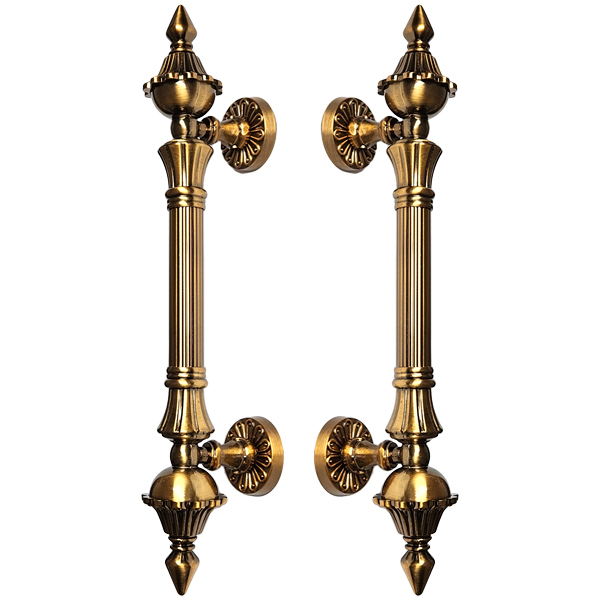 Puxador Duplo Classic 335mm Café Escovado Porta Pivotante Cor