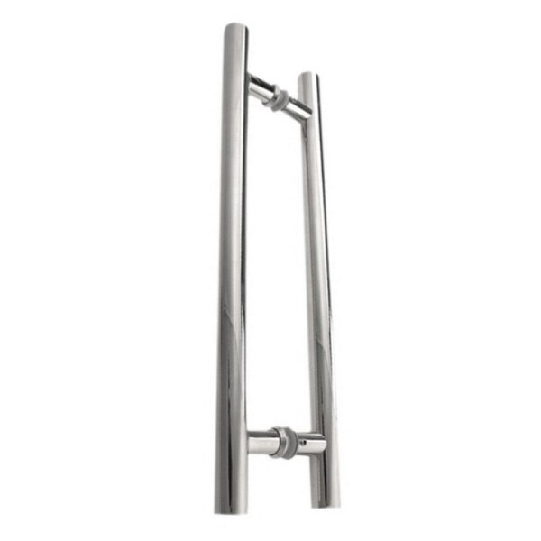 Puxador Duplo Inox Polido Tipo H 30/450mm Porta Portao
