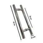 Puxador Duplo Inox Polido Tipo H 30/450mm Porta Portao