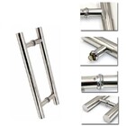 Puxador Duplo Inox Polido Tipo H 30/450mm Porta Portao