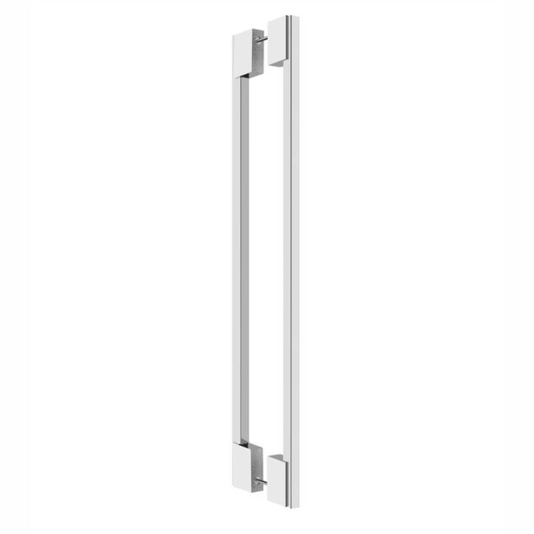 Puxador Duplo Para Porta 80cm Aço Inox Prata Alto Brilho Orfeu
