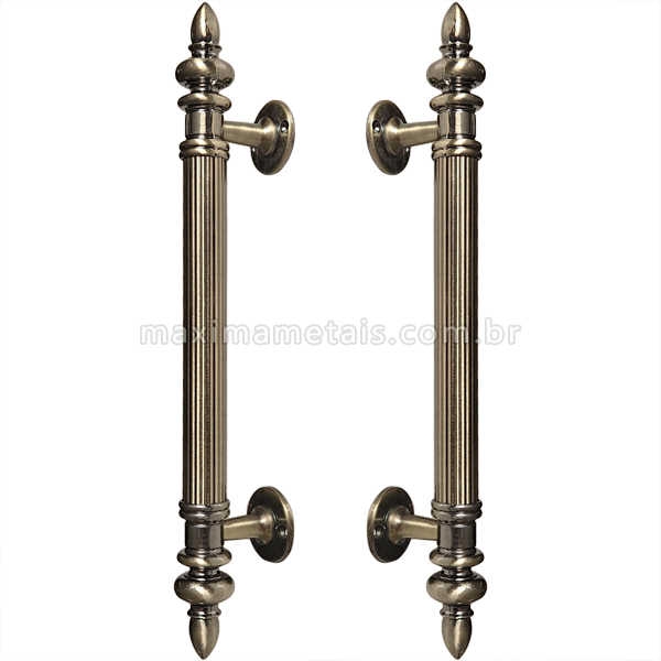 Puxador Duplo Porta Pivotante Correr Genova 295 Mm Bronze Ant
